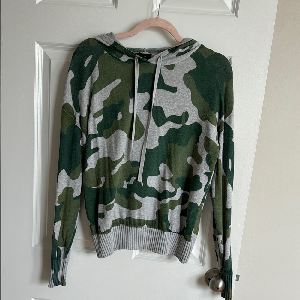 Aqua Camo Print Hoodie Sweatshirt - Green & Gray